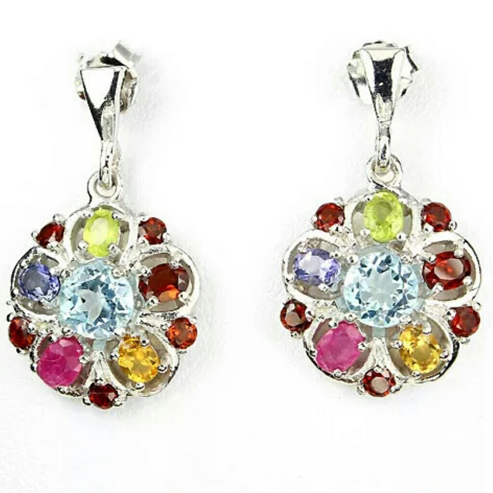 Natural Gemstone Sterlonh Silver Post Earrings